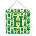 CarolineS Treasures Football Green And Gold Letter H Wall Or Door Hanging Prints Cj1069Hds66, 6 Inch  Inch  H X 6 Inch  Inch  W