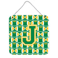 CarolineS Treasures Football Green And Gold Letter J Wall Or Door Hanging Prints Cj1069Jds66, 6 Inch  Inch  H X 6 Inch  Inch  W