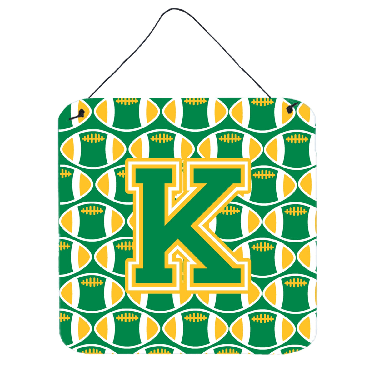 CarolineS Treasures Football Green And Gold Letter K Wall Or Door Hanging Prints Cj1069Kds66, 6 Inch  Inch  H X 6 Inch  Inch  W
