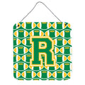 CarolineS Treasures Football Green And Gold Letter R Wall Or Door Hanging Prints Cj1069Rds66, 6 Inch  Inch  H X 6 Inch  Inch  W