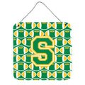 CarolineS Treasures Football Green And Gold Letter S Wall Or Door Hanging Prints Cj1069Sds66, 6 Inch  Inch  H X 6 Inch  Inch  W