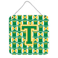 CarolineS Treasures Football Green And Gold Letter T Wall Or Door Hanging Prints Cj1069Tds66, 6 Inch  Inch  H X 6 Inch  Inch  W