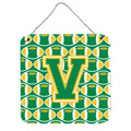 CarolineS Treasures Football Green And Gold Letter V Wall Or Door Hanging Prints Cj1069Vds66, 6 Inch  Inch  H X 6 Inch  Inch  W