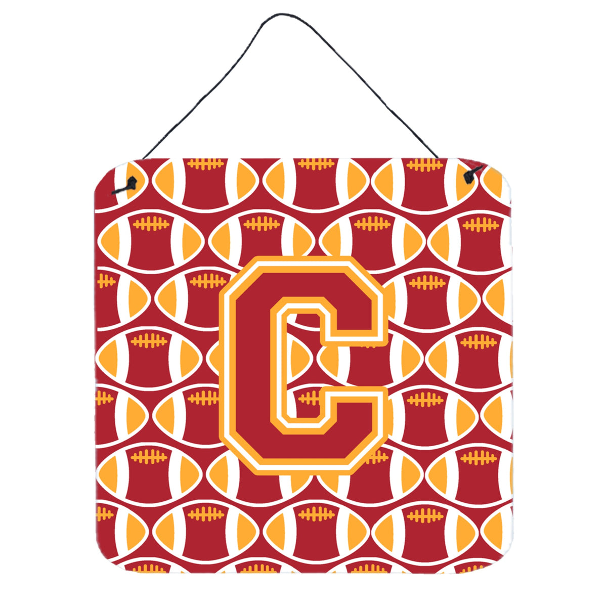 CarolineS Treasures Football Cardinal And Gold Letter C Wall Or Door Hanging Prints Cj1070Cds66, 6 Inch  Inch  H X 6 Inch  Inch  W