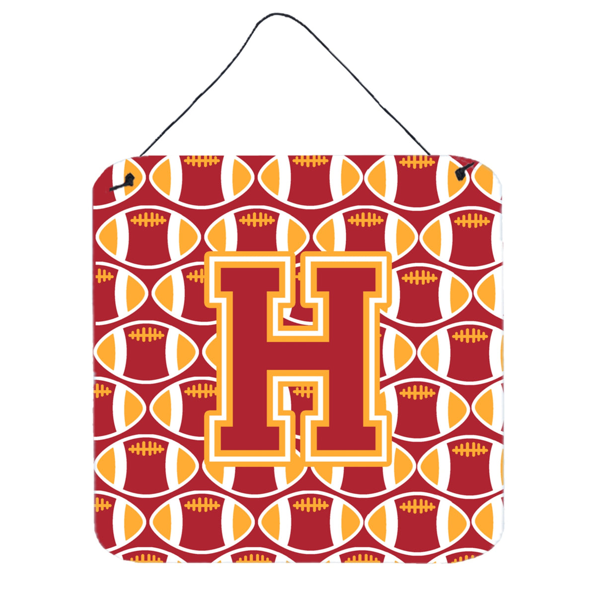 CarolineS Treasures Football Cardinal And Gold Letter H Wall Or Door Hanging Prints Cj1070Hds66, 6 Inch  Inch  H X 6 Inch  Inch  W