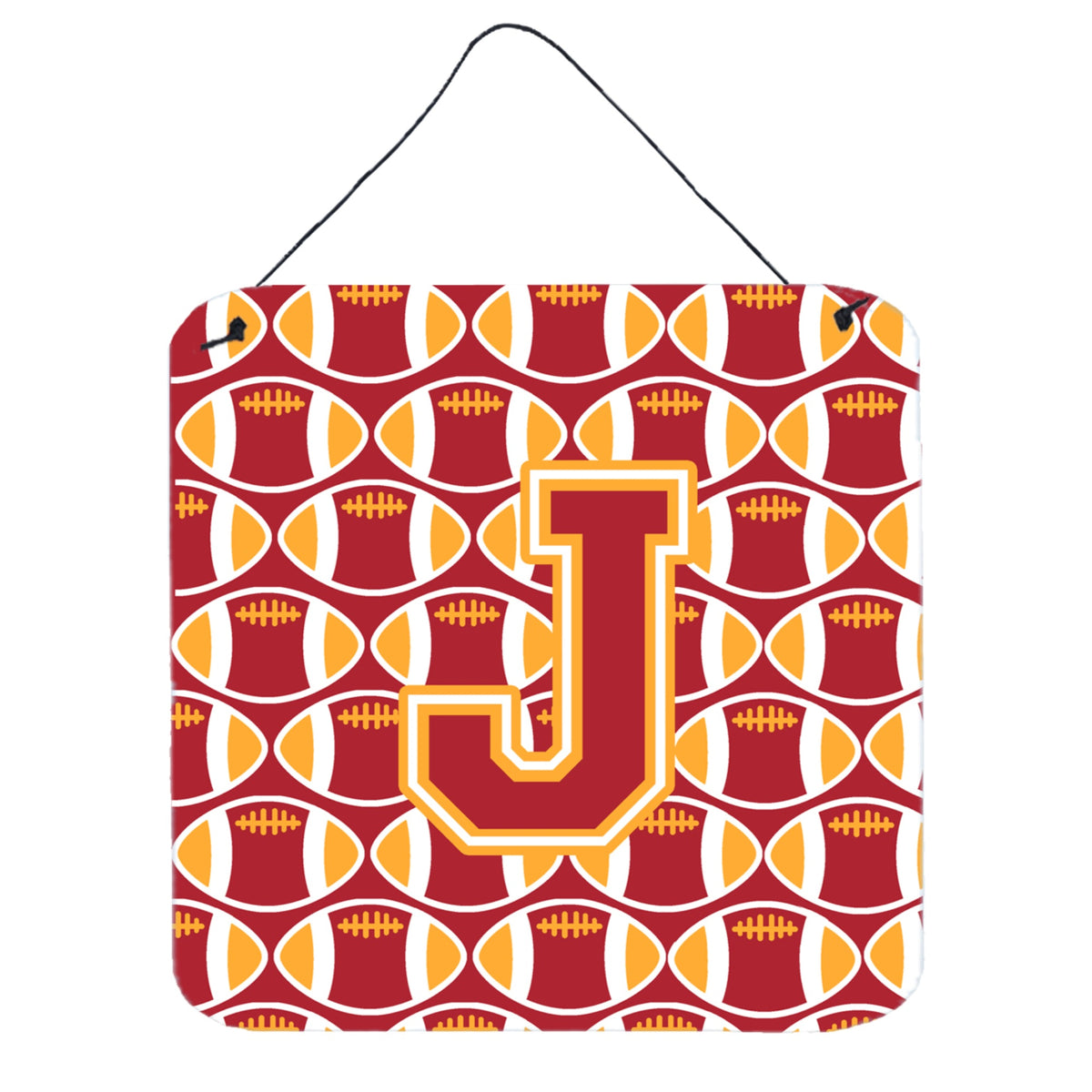 CarolineS Treasures Football Cardinal And Gold Letter J Wall Or Door Hanging Prints Cj1070Jds66, 6 Inch  Inch  H X 6 Inch  Inch  W