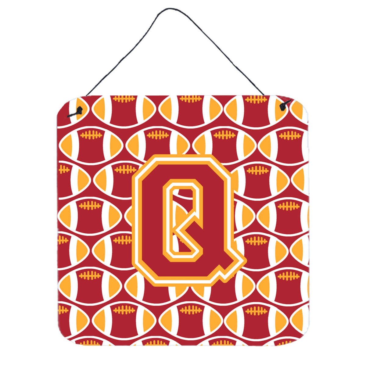 CarolineS Treasures Football Cardinal And Gold Letter Q Wall Or Door Hanging Prints Cj1070Qds66, 6 Inch  Inch  H X 6 Inch  Inch  W