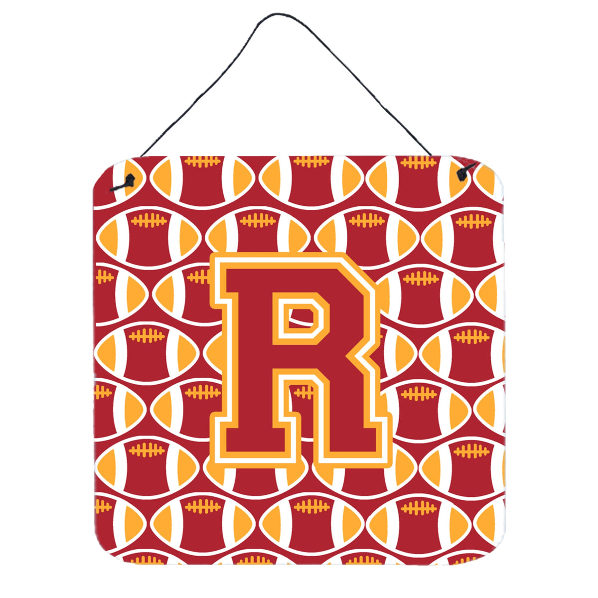 CarolineS Treasures Football Cardinal And Gold Letter R Wall Or Door Hanging Prints Cj1070Rds66, 6 Inch  Inch  H X 6 Inch  Inch  W