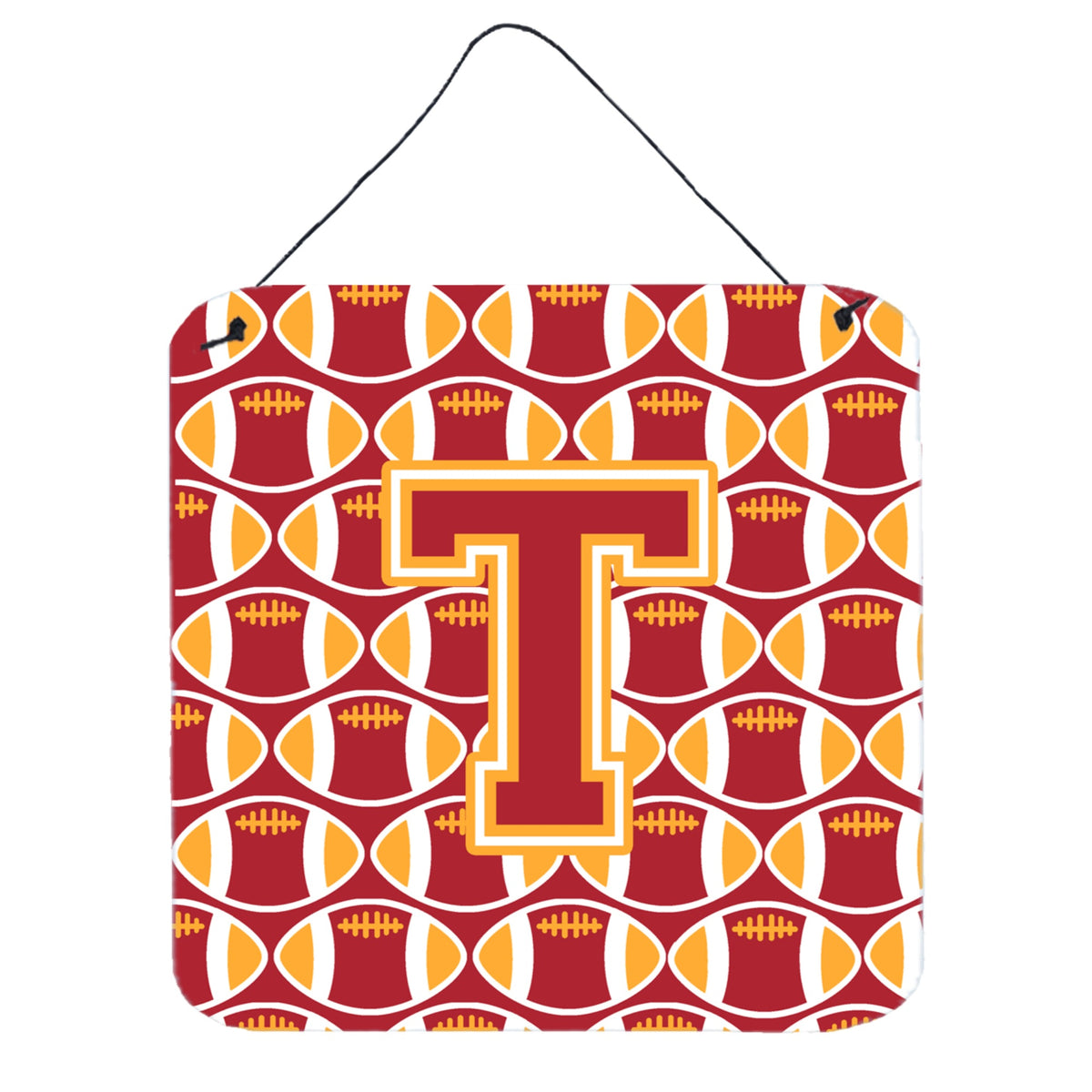 CarolineS Treasures Football Cardinal And Gold Letter T Wall Or Door Hanging Prints Cj1070Tds66, 6 Inch  Inch  H X 6 Inch  Inch  W
