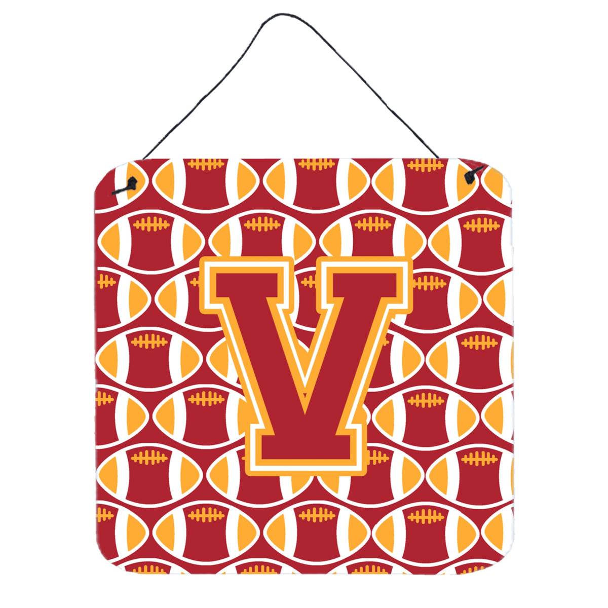 CarolineS Treasures Football Cardinal And Gold Letter V Wall Or Door Hanging Prints Cj1070Vds66, 6 Inch  Inch  H X 6 Inch  Inch  W