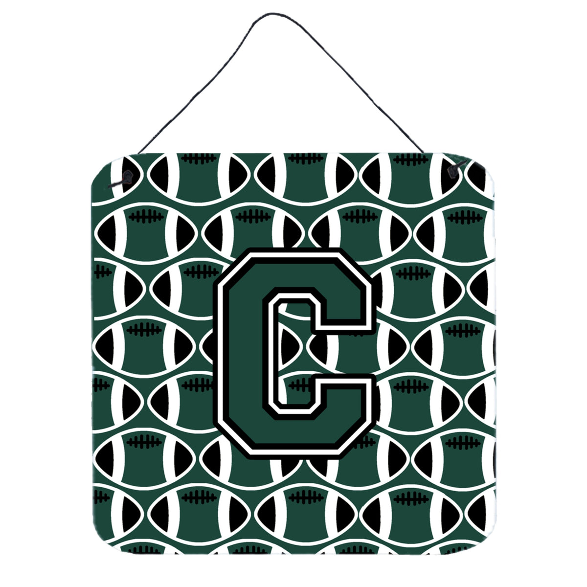 CarolineS Treasures Football Green And White Letter C Wall Or Door Hanging Prints Cj1071Cds66, 6 Inch  Inch  H X 6 Inch  Inch  W