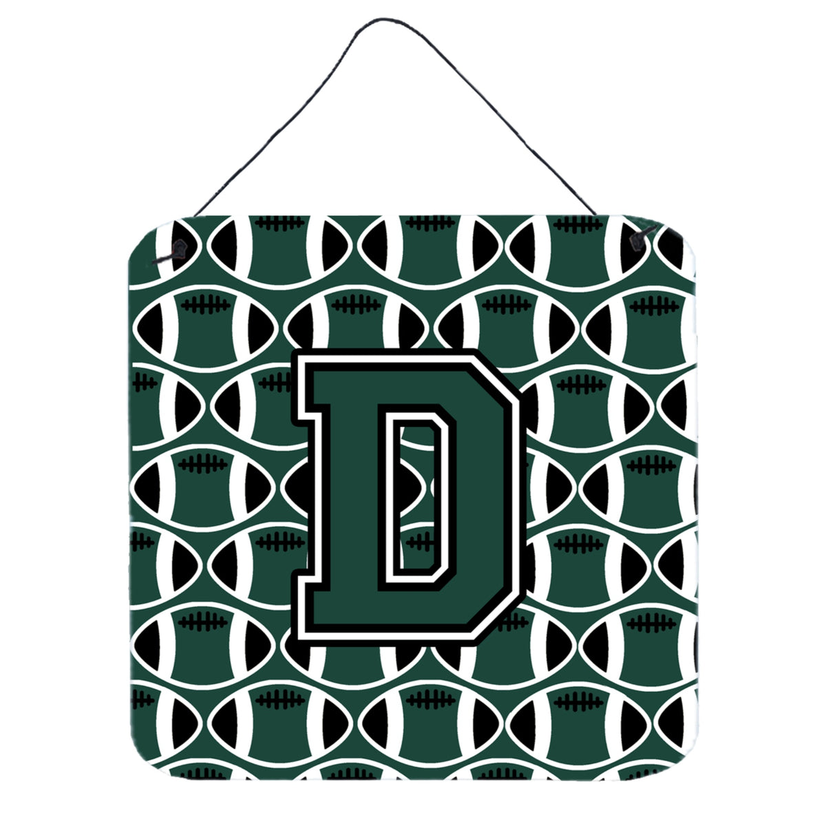 CarolineS Treasures Football Green And White Letter D Wall Or Door Hanging Prints Cj1071Dds66, 6 Inch  Inch  H X 6 Inch  Inch  W