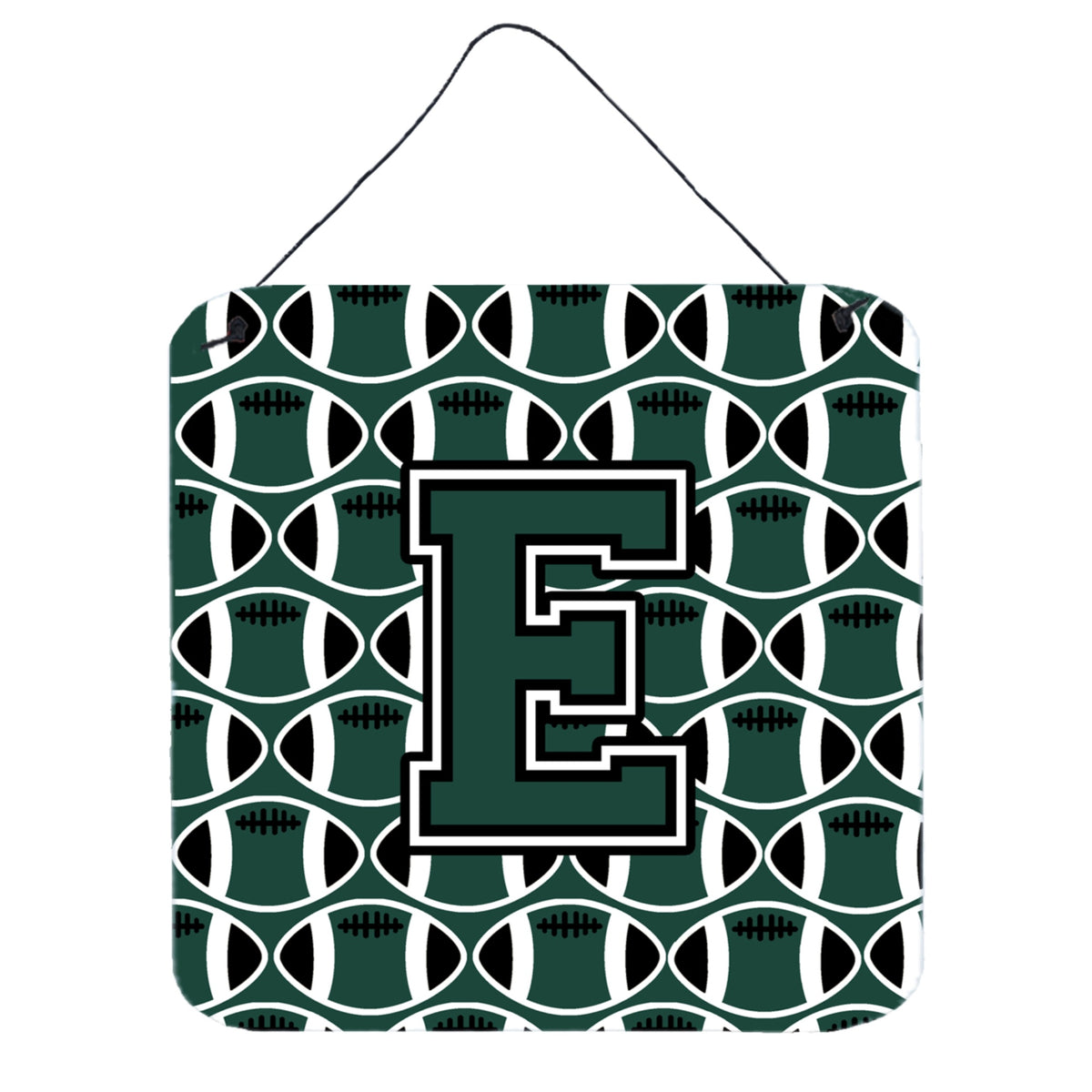 CarolineS Treasures Football Green And White Letter E Wall Or Door Hanging Prints Cj1071Eds66, 6 Inch  Inch  H X 6 Inch  Inch  W