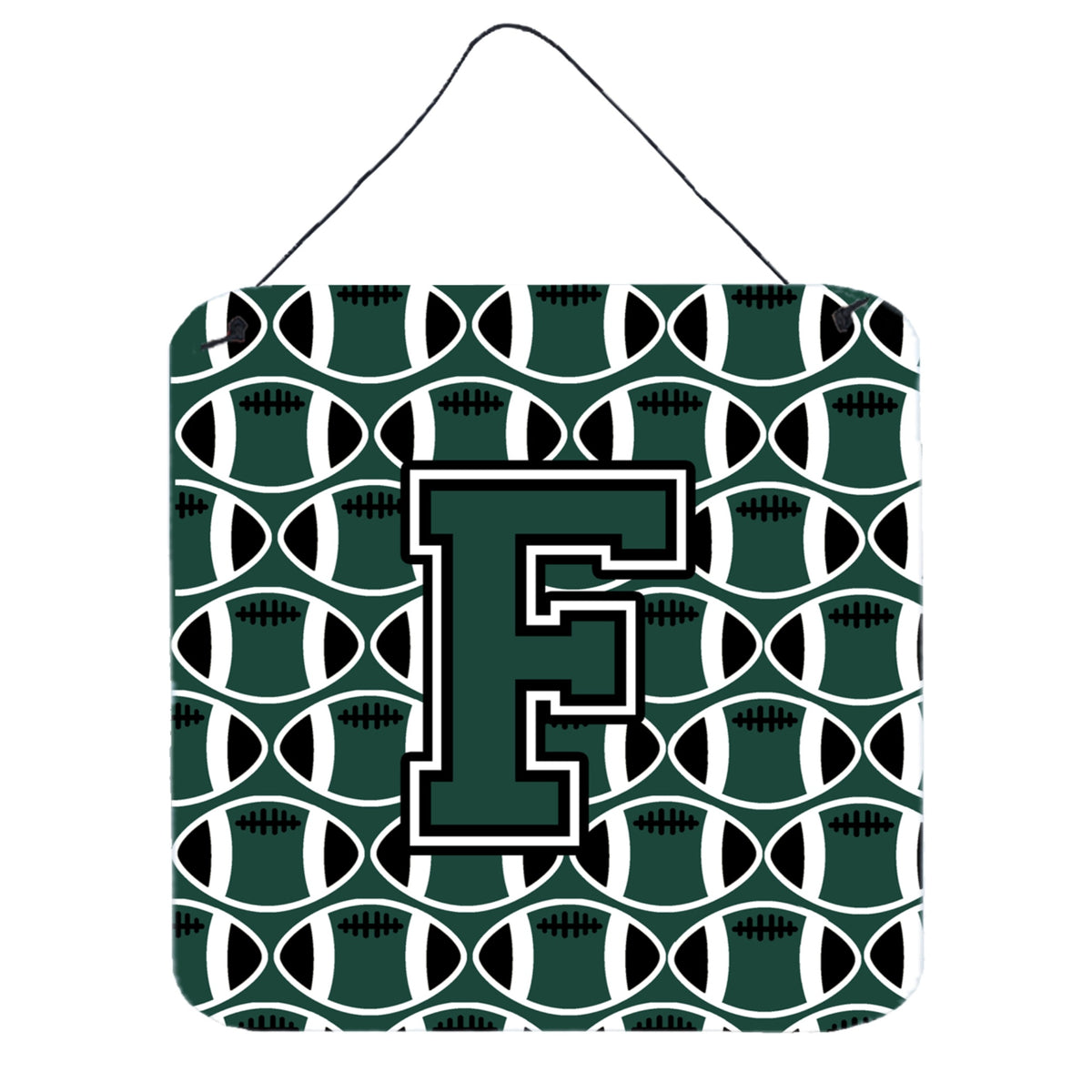 CarolineS Treasures Football Green And White Letter F Wall Or Door Hanging Prints Cj1071Fds66, 6 Inch  Inch  H X 6 Inch  Inch  W