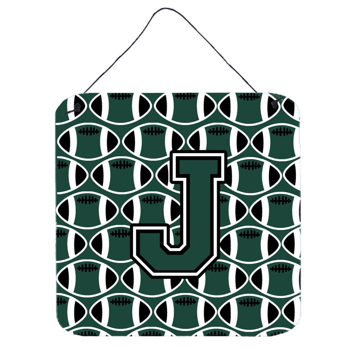 CarolineS Treasures Football Green And White Letter J Wall Or Door Hanging Prints Cj1071Jds66, 6 Inch  Inch  H X 6 Inch  Inch  W