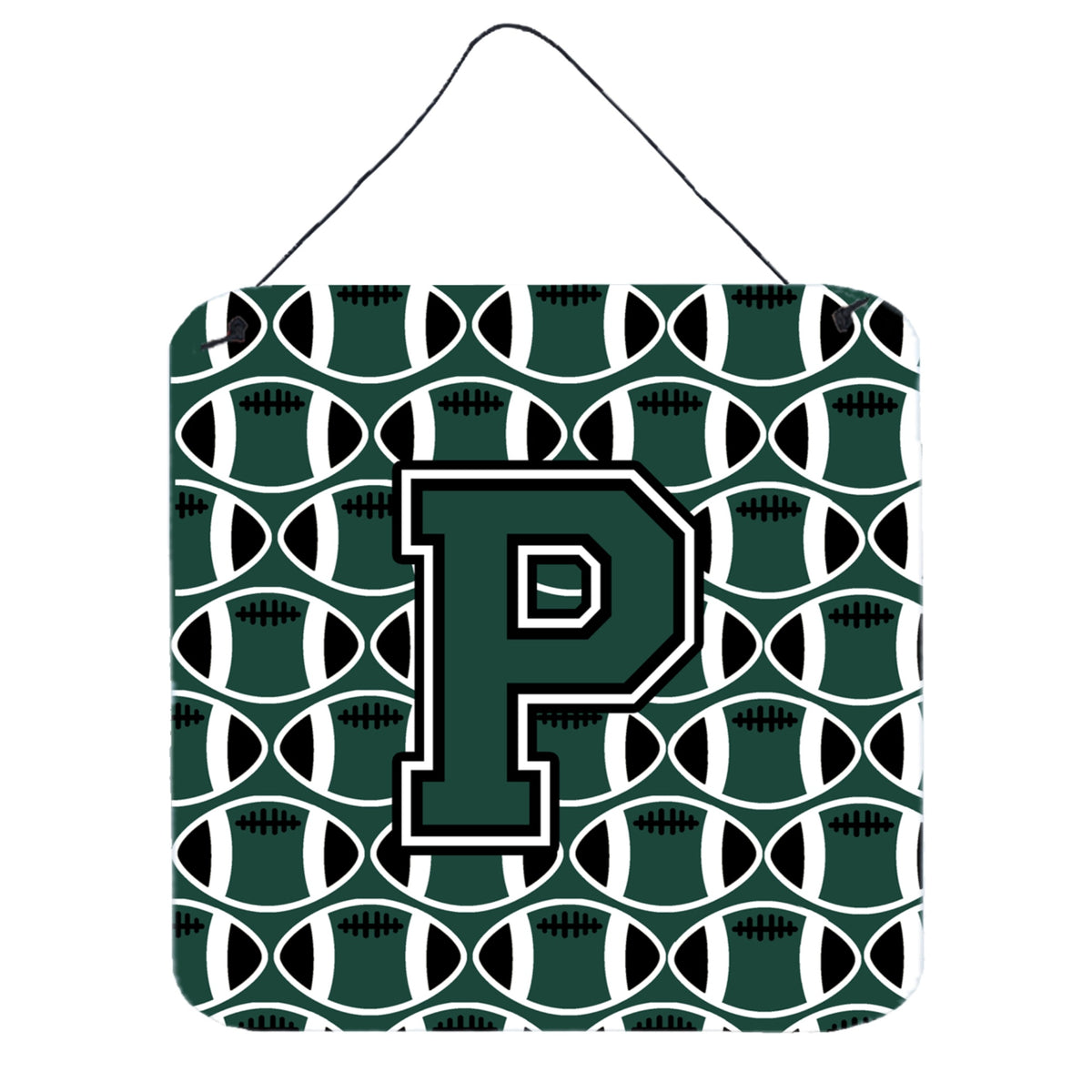 CarolineS Treasures Football Green And White Letter P Wall Or Door Hanging Prints Cj1071Pds66, 6 Inch  Inch  H X 6 Inch  Inch  W