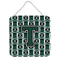 CarolineS Treasures Football Green And White Letter T Wall Or Door Hanging Prints Cj1071Tds66, 6 Inch  Inch  H X 6 Inch  Inch  W