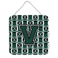 CarolineS Treasures Football Green And White Letter V Wall Or Door Hanging Prints Cj1071Vds66, 6 Inch  Inch  H X 6 Inch  Inch  W