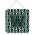 CarolineS Treasures Football Green And White Letter W Wall Or Door Hanging Prints Cj1071Wds66, 6 Inch  Inch  H X 6 Inch  Inch  W