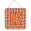 CarolineS Treasures Football Orange, White And Regalia Letter K Wall Or Door Hanging Prints Cj1072Kds66, 6 Inch  Inch  H X 6 Inch  Inch  W