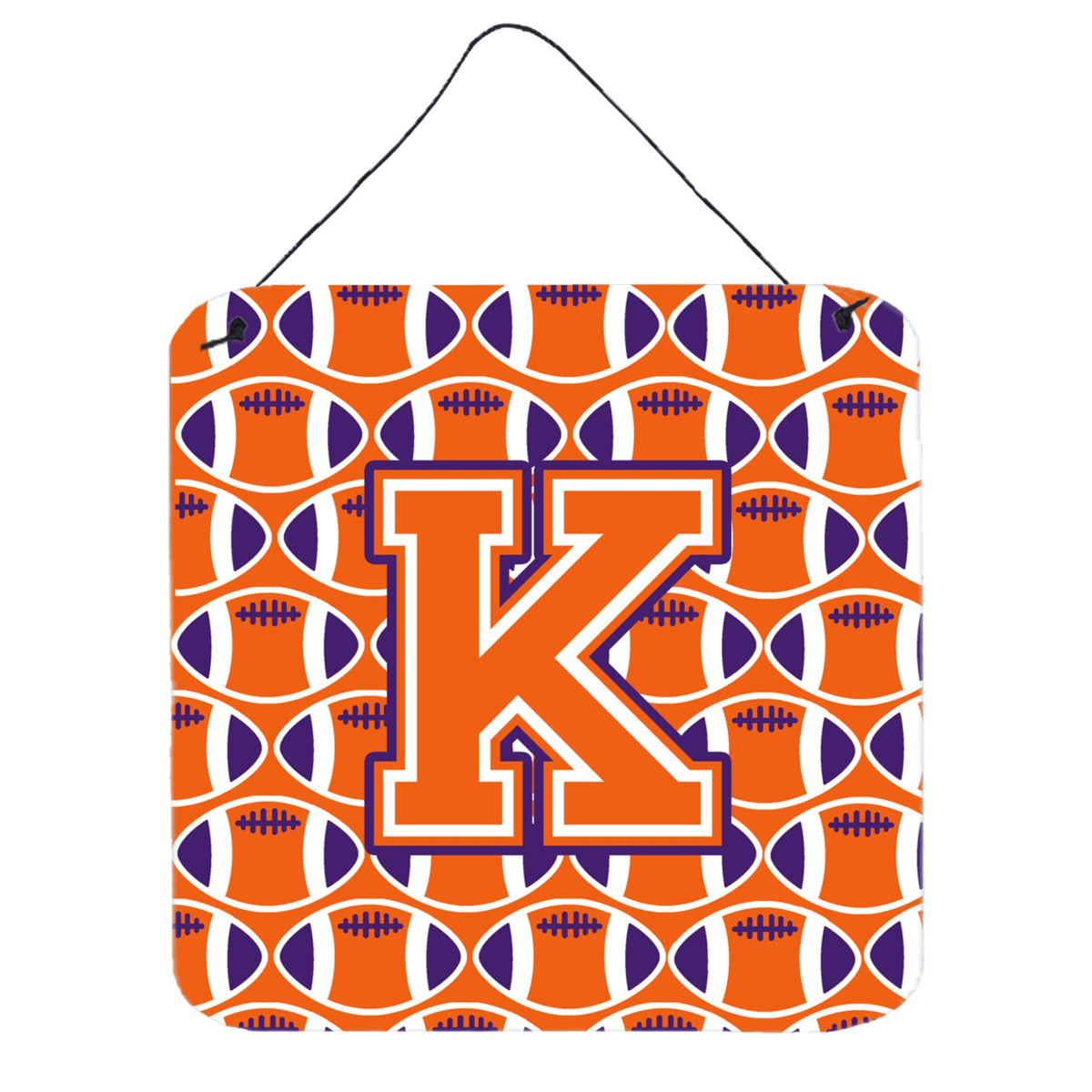 CarolineS Treasures Football Orange, White And Regalia Letter K Wall Or Door Hanging Prints Cj1072Kds66, 6 Inch  Inch  H X 6 Inch  Inch  W