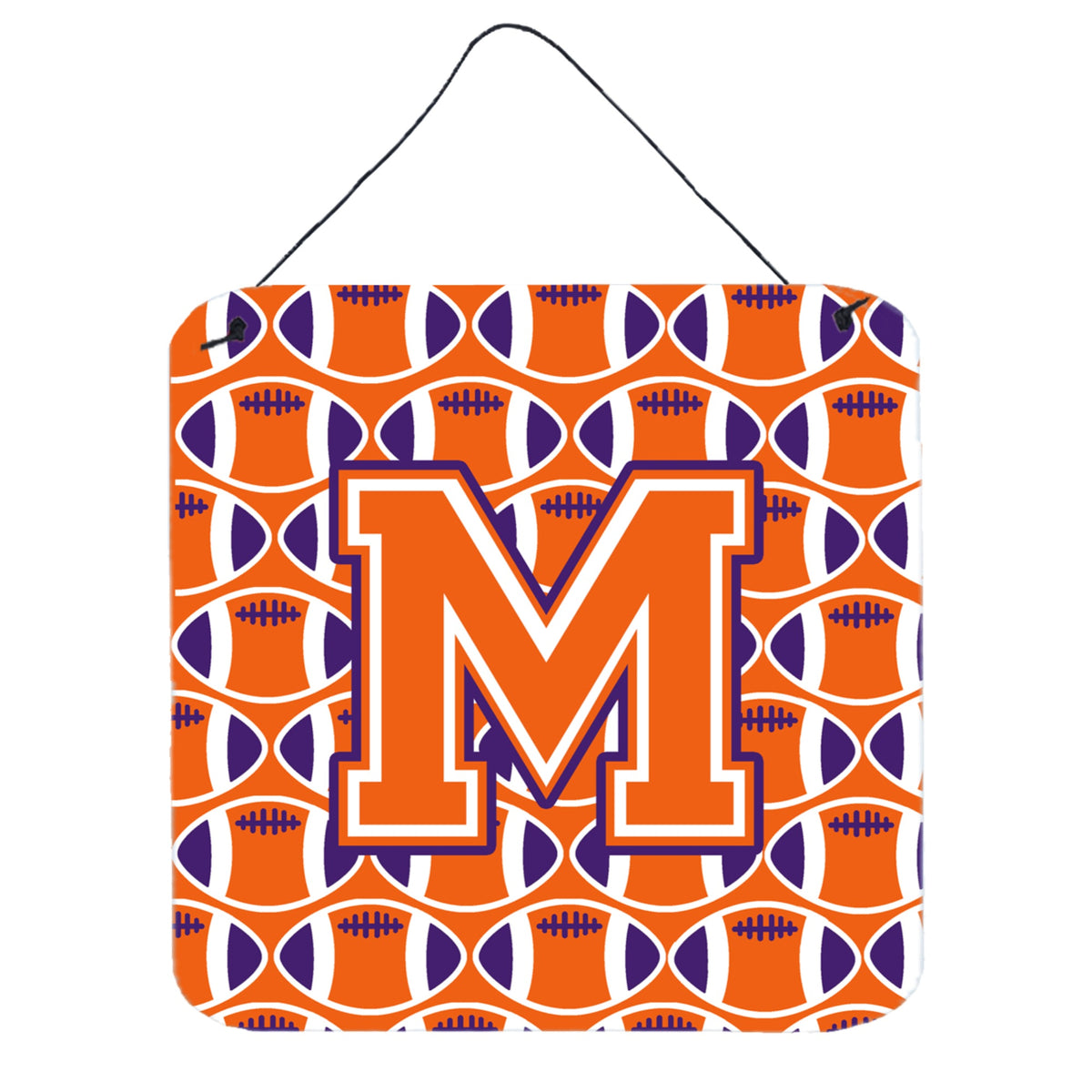 CarolineS Treasures Football Orange, White And Regalia Letter M Wall Or Door Hanging Prints Cj1072Mds66, 6 Inch  Inch  H X 6 Inch  Inch  W