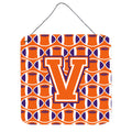 CarolineS Treasures Football Orange, White And Regalia Letter V Wall Or Door Hanging Prints Cj1072Vds66, 6 Inch  Inch  H X 6 Inch  Inch  W