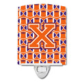 CarolineS Treasures Letter X Football Orange, White And Regalia Ceramic Night Light, 6X4, Multicolor