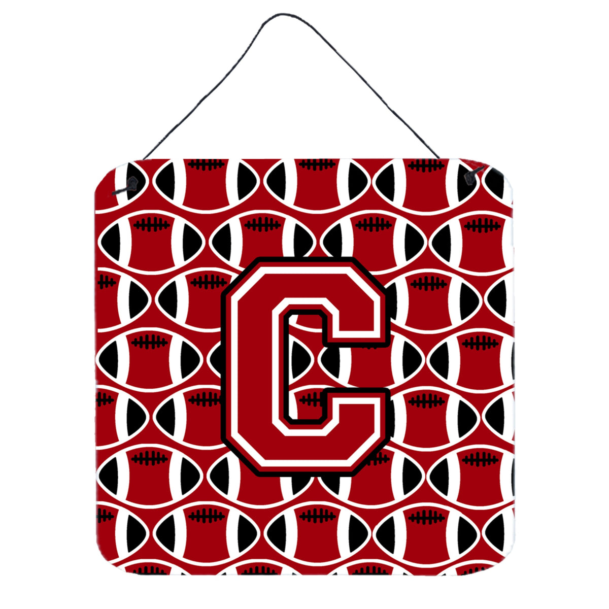 CarolineS Treasures Football Red, Black And White Letter C Wall Or Door Hanging Prints Cj1073Cds66, 6 Inch  Inch  H X 6 Inch  Inch  W