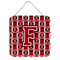 CarolineS Treasures Football Red, Black And White Letter F Wall Or Door Hanging Prints Cj1073Fds66, 6 Inch  Inch  H X 6 Inch  Inch  W