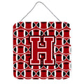 CarolineS Treasures Football Red, Black And White Letter H Wall Or Door Hanging Prints Cj1073Hds66, 6 Inch  Inch  H X 6 Inch  Inch  W