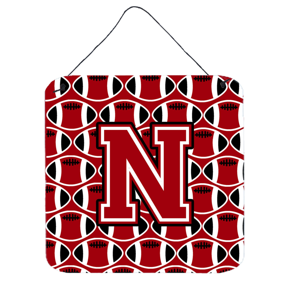 CarolineS Treasures Football Red, Black And White Letter N Wall Or Door Hanging Prints Cj1073Nds66, 6 Inch  Inch  H X 6 Inch  Inch  W