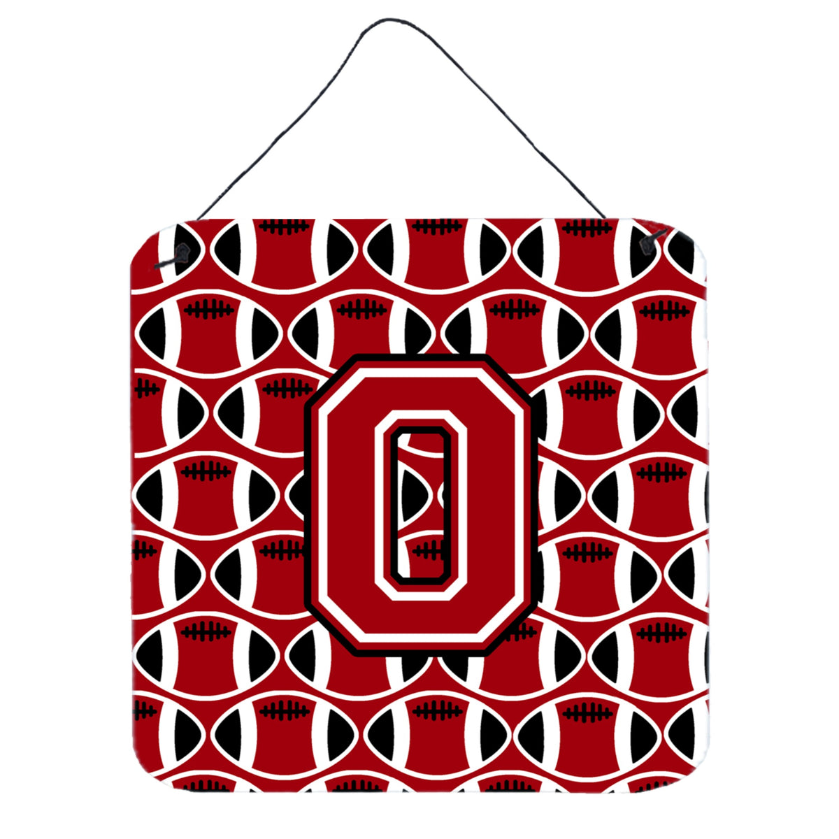 CarolineS Treasures Football Red, Black And White Letter O Wall Or Door Hanging Prints Cj1073Ods66, 6 Inch  Inch  H X 6 Inch  Inch  W