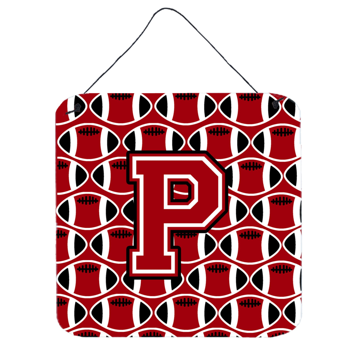 CarolineS Treasures Football Red, Black And White Letter P Wall Or Door Hanging Prints Cj1073Pds66, 6 Inch  Inch  H X 6 Inch  Inch  W