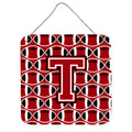 CarolineS Treasures Football Red, Black And White Letter T Wall Or Door Hanging Prints Cj1073Tds66, 6 Inch  Inch  H X 6 Inch  Inch  W