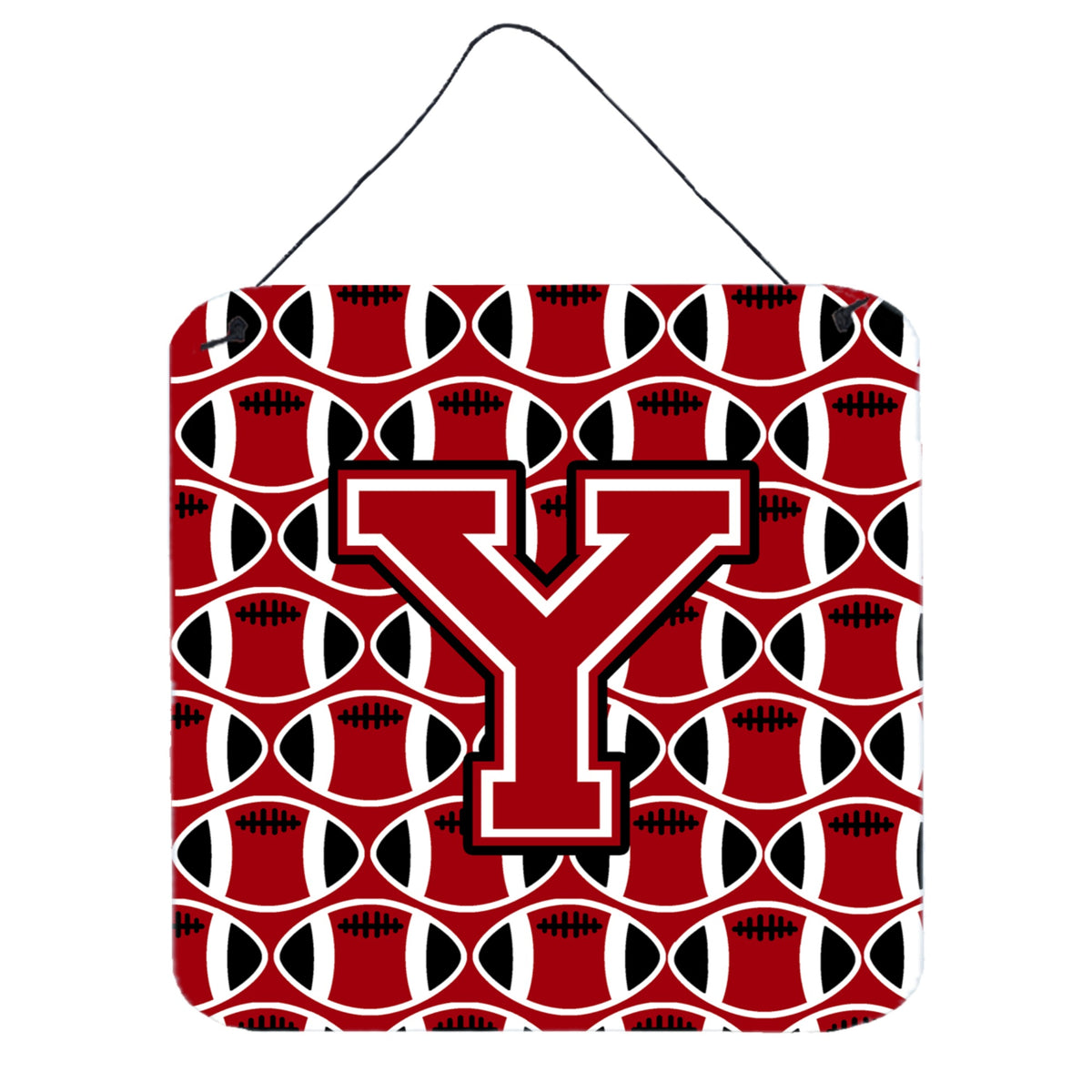 CarolineS Treasures Football Red, Black And White Letter Y Wall Or Door Hanging Prints Cj1073Yds66, 6 Inch  Inch  H X 6 Inch  Inch  W