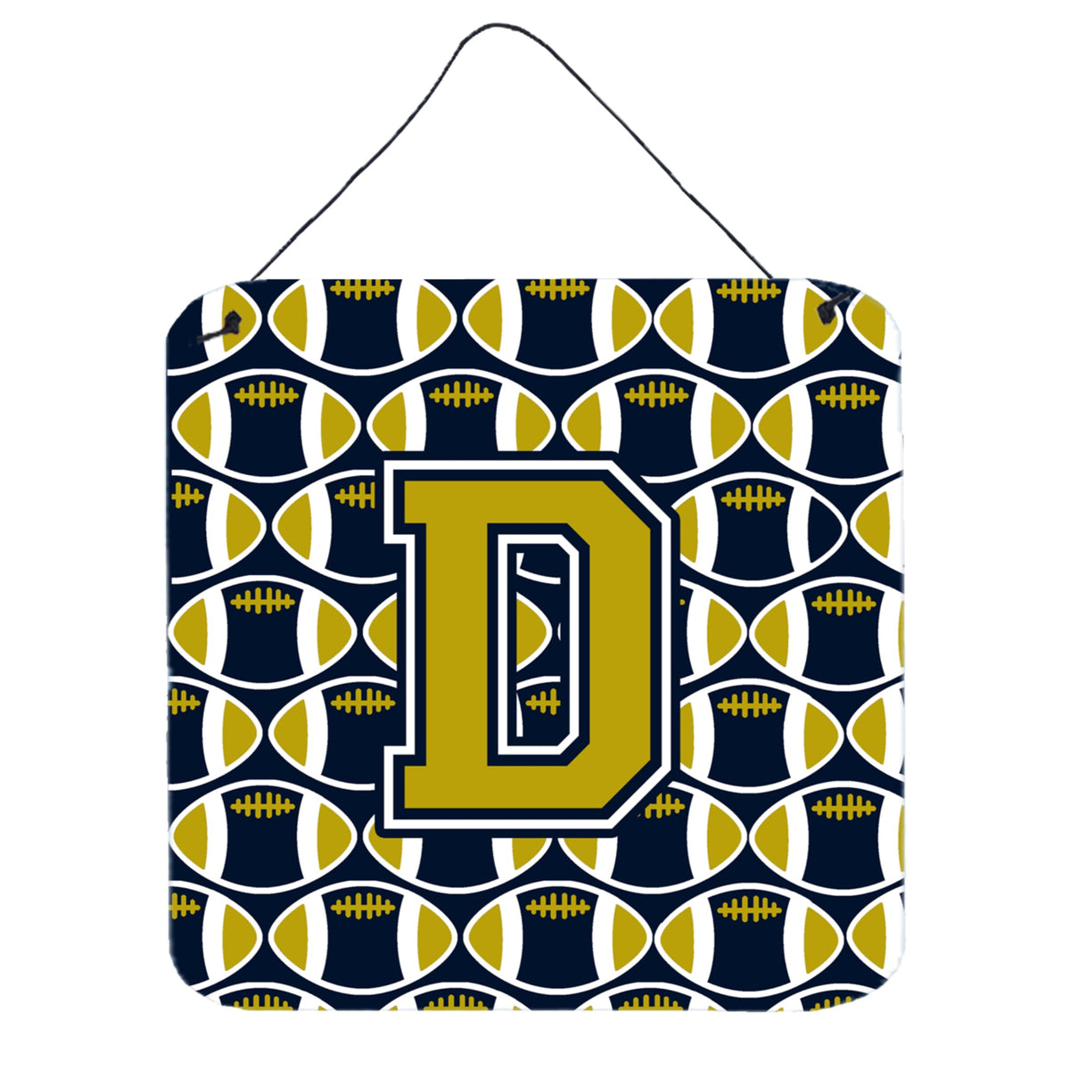 CarolineS Treasures Football Blue And Gold Letter D Wall Or Door Hanging Prints Cj1074Dds66, 6 Inch  Inch  H X 6 Inch  Inch  W