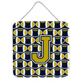 CarolineS Treasures Football Blue And Gold Letter J Wall Or Door Hanging Prints Cj1074Jds66, 6 Inch  Inch  H X 6 Inch  Inch  W