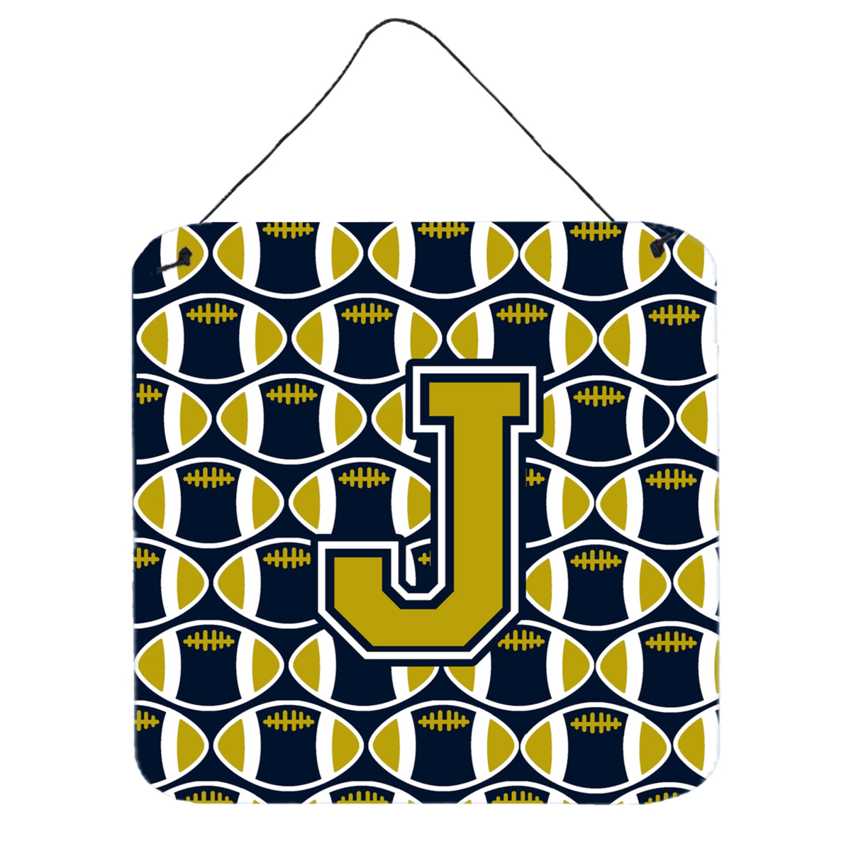 CarolineS Treasures Football Blue And Gold Letter J Wall Or Door Hanging Prints Cj1074Jds66, 6 Inch  Inch  H X 6 Inch  Inch  W