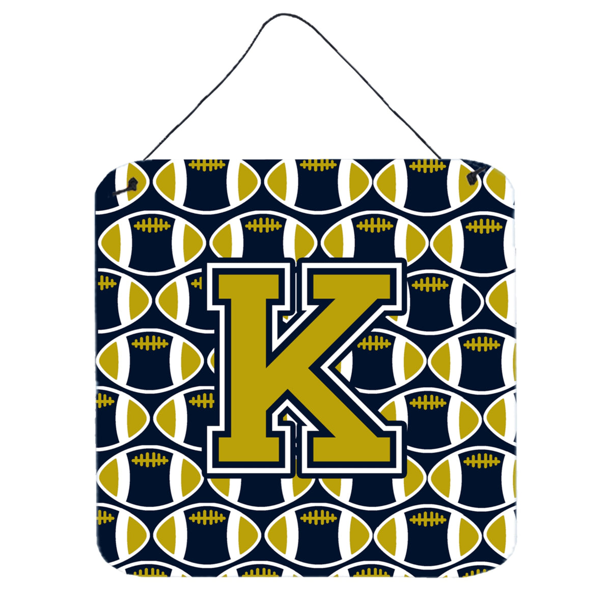 CarolineS Treasures Football Blue And Gold Letter K Wall Or Door Hanging Prints Cj1074Kds66, 6 Inch  Inch  H X 6 Inch  Inch  W