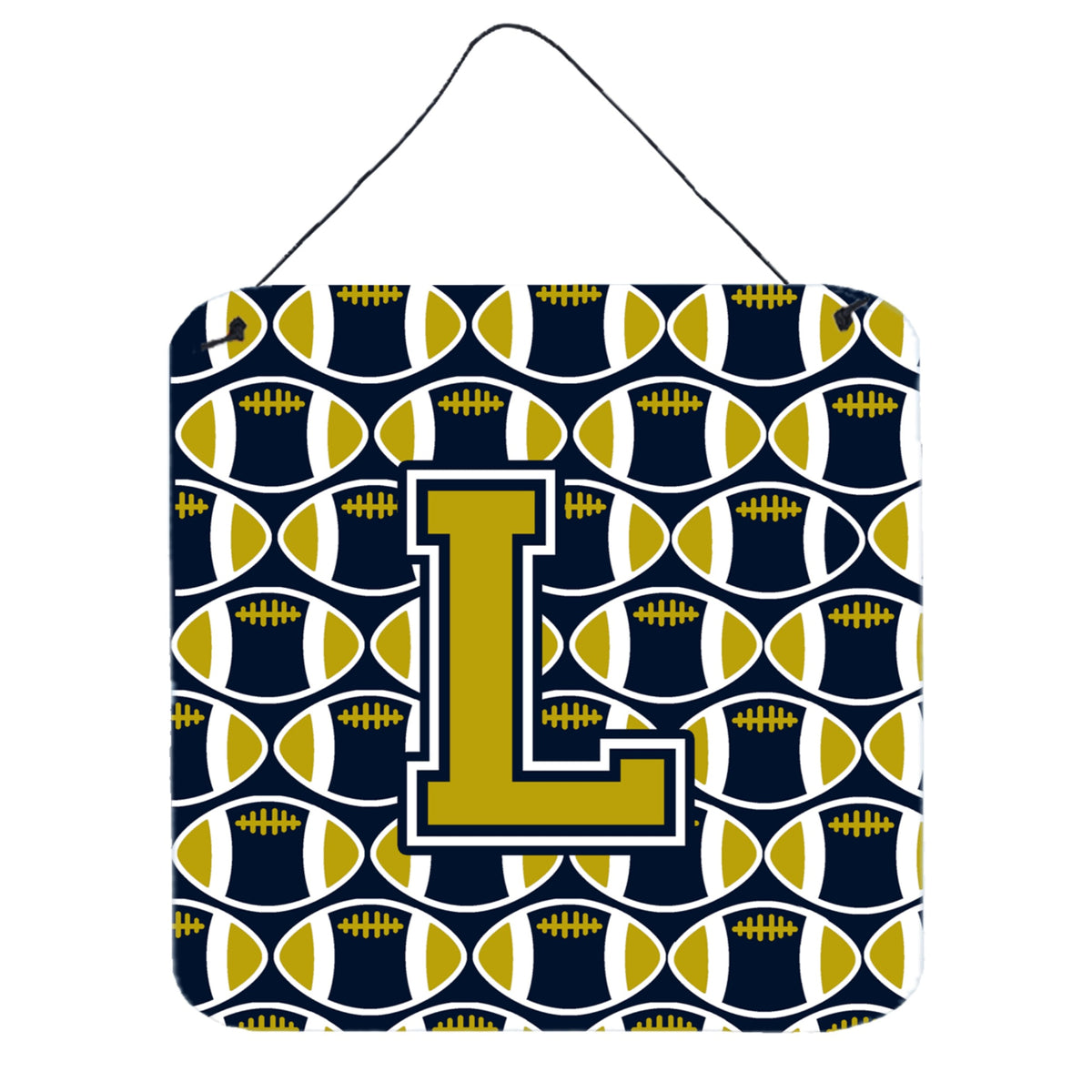 CarolineS Treasures Football Blue And Gold Letter L Wall Or Door Hanging Prints Cj1074Lds66, 6 Inch  Inch  H X 6 Inch  Inch  W
