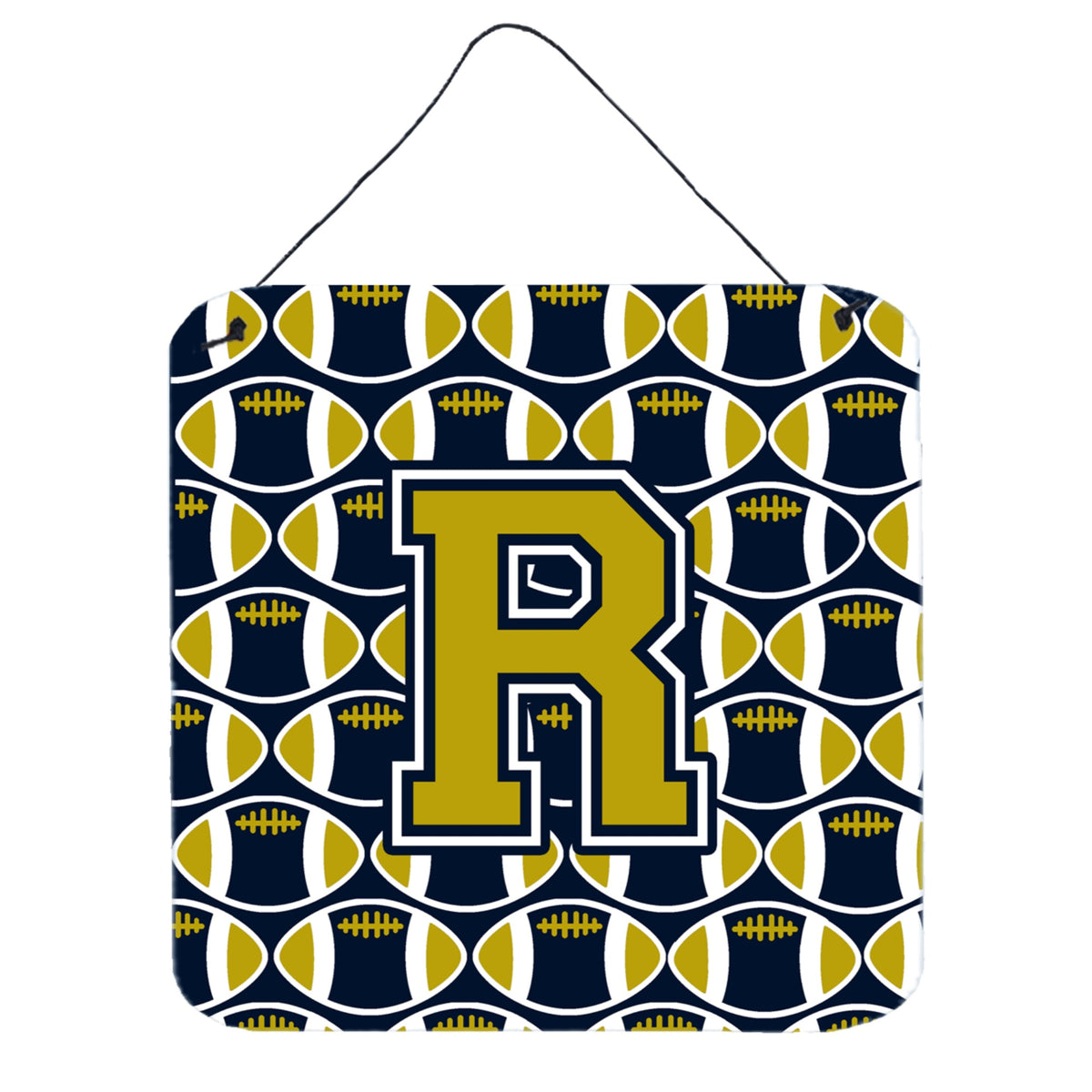 CarolineS Treasures Football Blue And Gold Letter R Wall Or Door Hanging Prints Cj1074Rds66, 6 Inch  Inch  H X 6 Inch  Inch  W