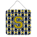 CarolineS Treasures Football Blue And Gold Letter S Wall Or Door Hanging Prints Cj1074Sds66, 6 Inch  Inch  H X 6 Inch  Inch  W
