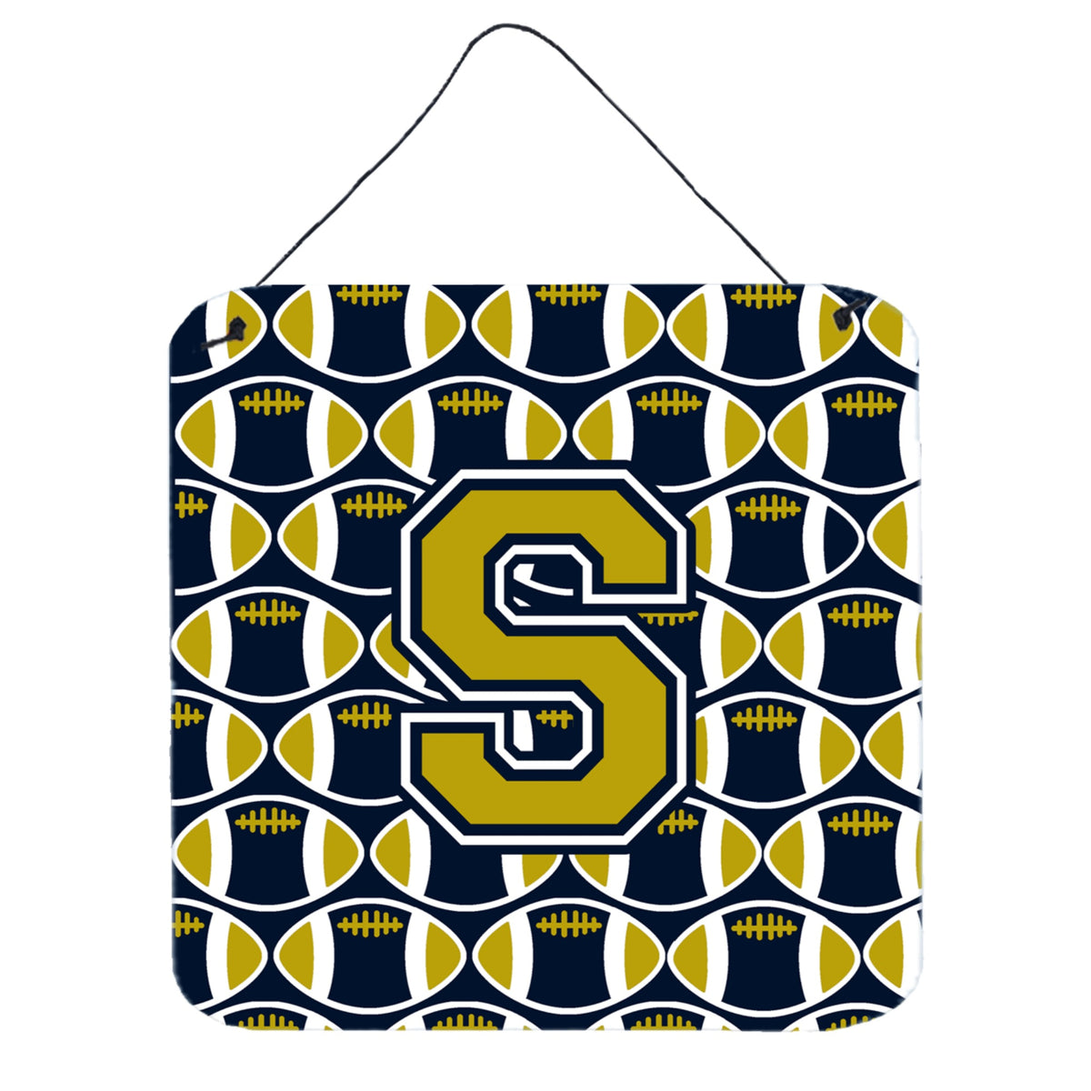 CarolineS Treasures Football Blue And Gold Letter S Wall Or Door Hanging Prints Cj1074Sds66, 6 Inch  Inch  H X 6 Inch  Inch  W