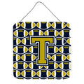 CarolineS Treasures Football Blue And Gold Letter T Wall Or Door Hanging Prints Cj1074Tds66, 6 Inch  Inch  H X 6 Inch  Inch  W