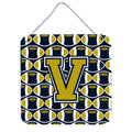 CarolineS Treasures Football Blue And Gold Letter V Wall Or Door Hanging Prints Cj1074Vds66, 6 Inch  Inch  H X 6 Inch  Inch  W