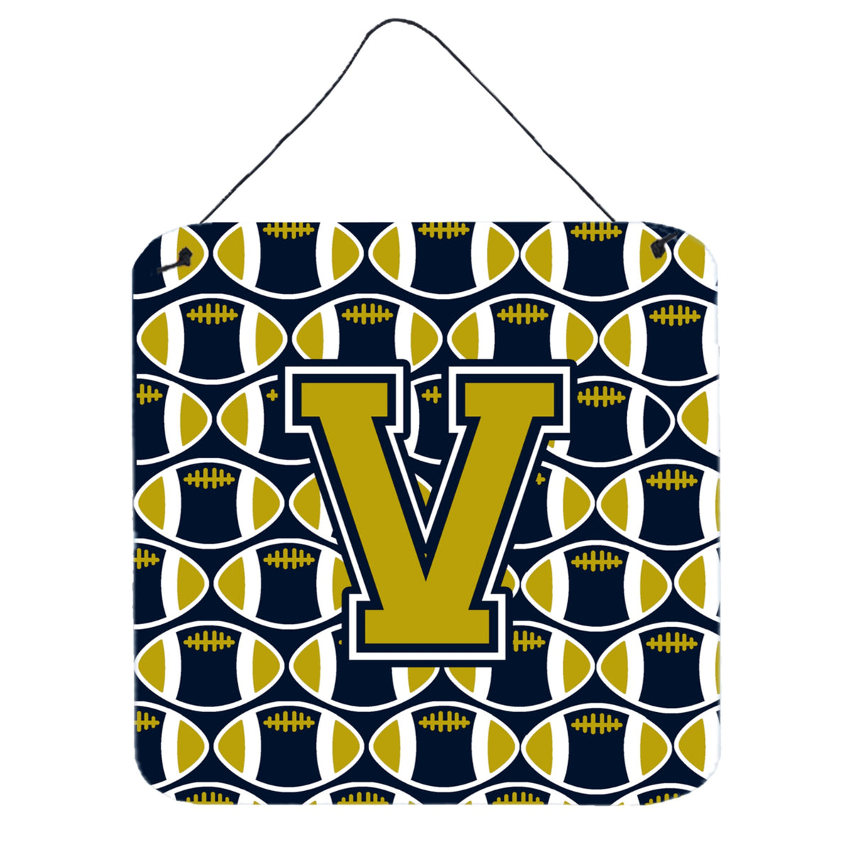 CarolineS Treasures Football Blue And Gold Letter V Wall Or Door Hanging Prints Cj1074Vds66, 6 Inch  Inch  H X 6 Inch  Inch  W