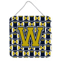 CarolineS Treasures Football Blue And Gold Letter W Wall Or Door Hanging Prints Cj1074Wds66, 6 Inch  Inch  H X 6 Inch  Inch  W