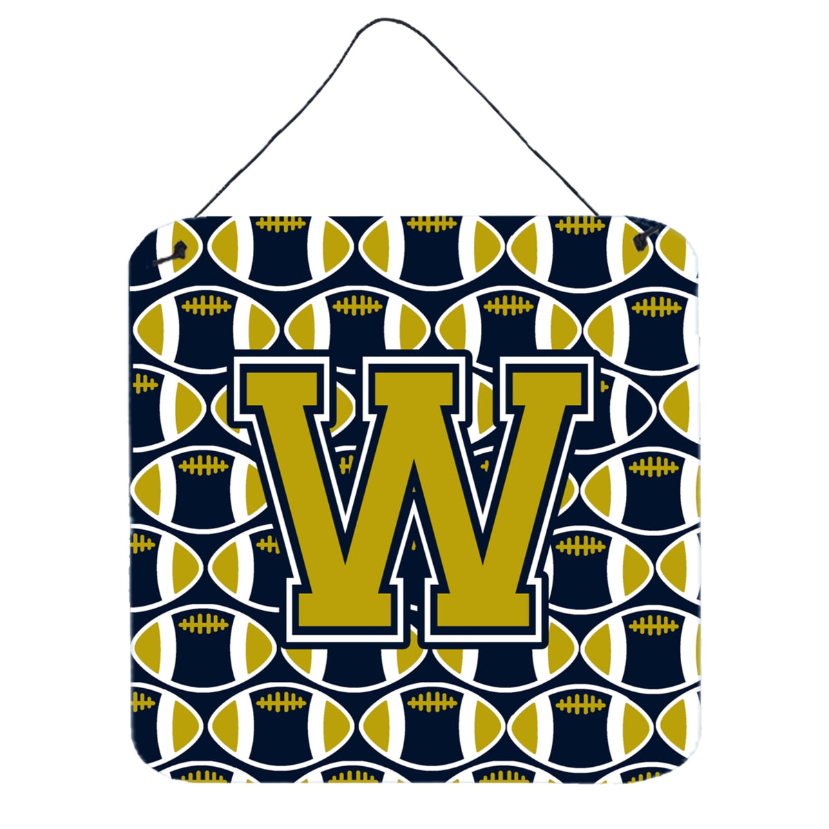 CarolineS Treasures Football Blue And Gold Letter W Wall Or Door Hanging Prints Cj1074Wds66, 6 Inch  Inch  H X 6 Inch  Inch  W