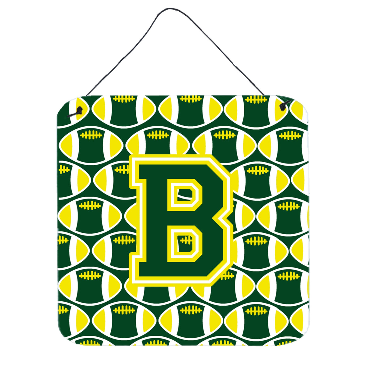 CarolineS Treasures Football Green And Yellow Letter B Wall Or Door Hanging Prints Cj1075Bds66, 6 Inch  Inch  H X 6 Inch  Inch  W